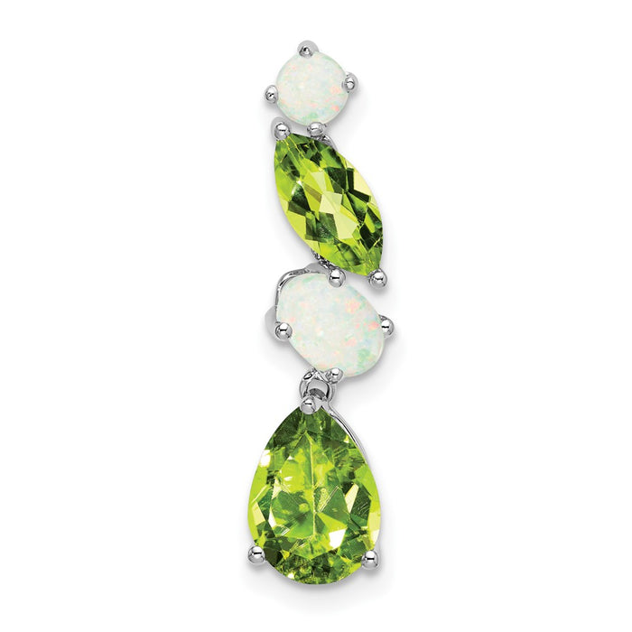 14k White Gold Peridot and Opal Chain Slide-PM7458-PE/OP-W