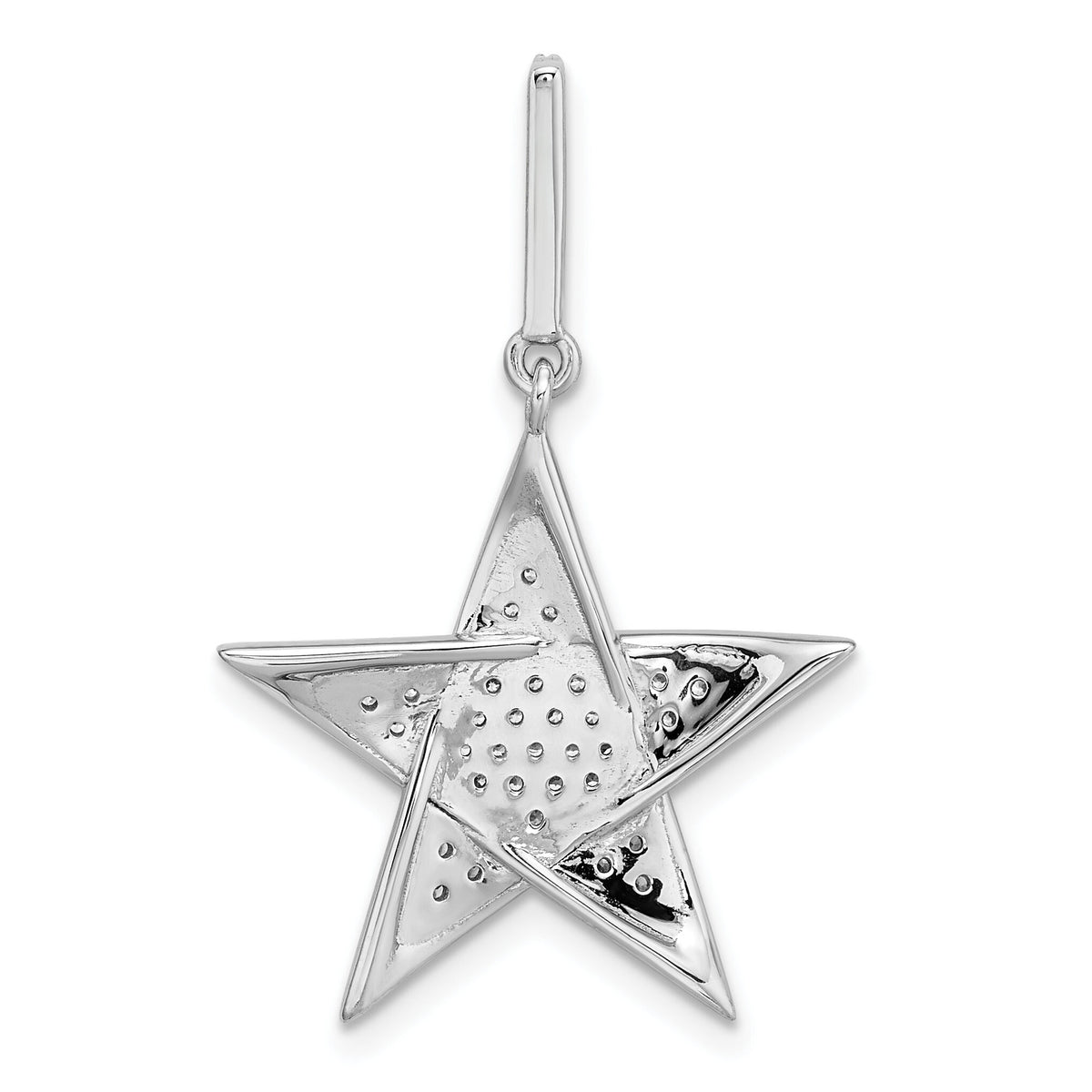 14k White Gold Polished Diamond Star Pendant-PM8110-023-WA