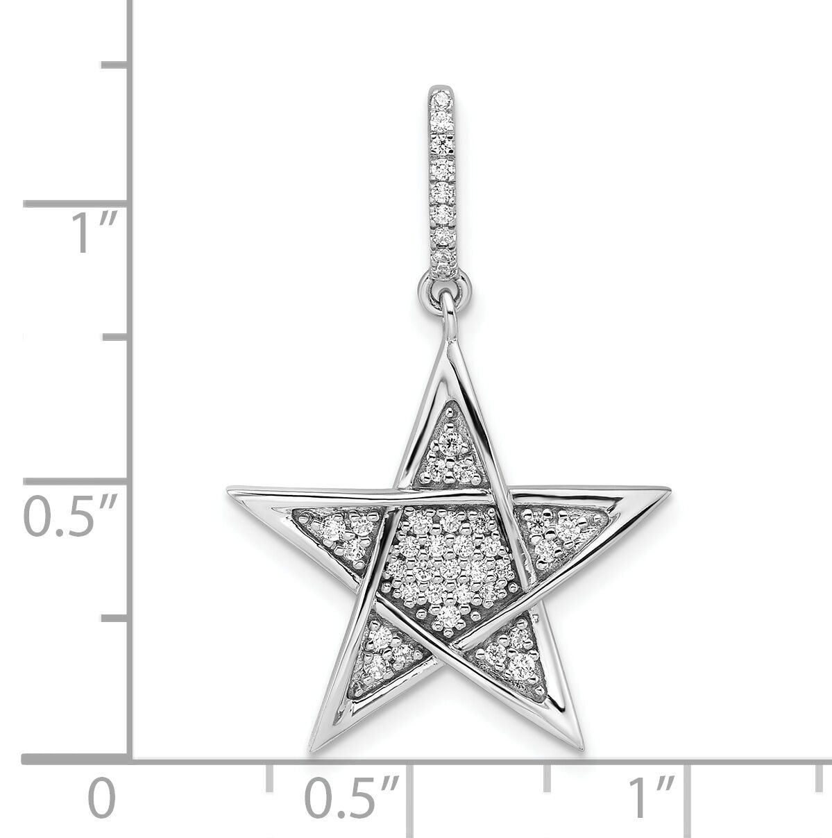 14k White Gold Polished Diamond Star Pendant-PM8110-023-WA