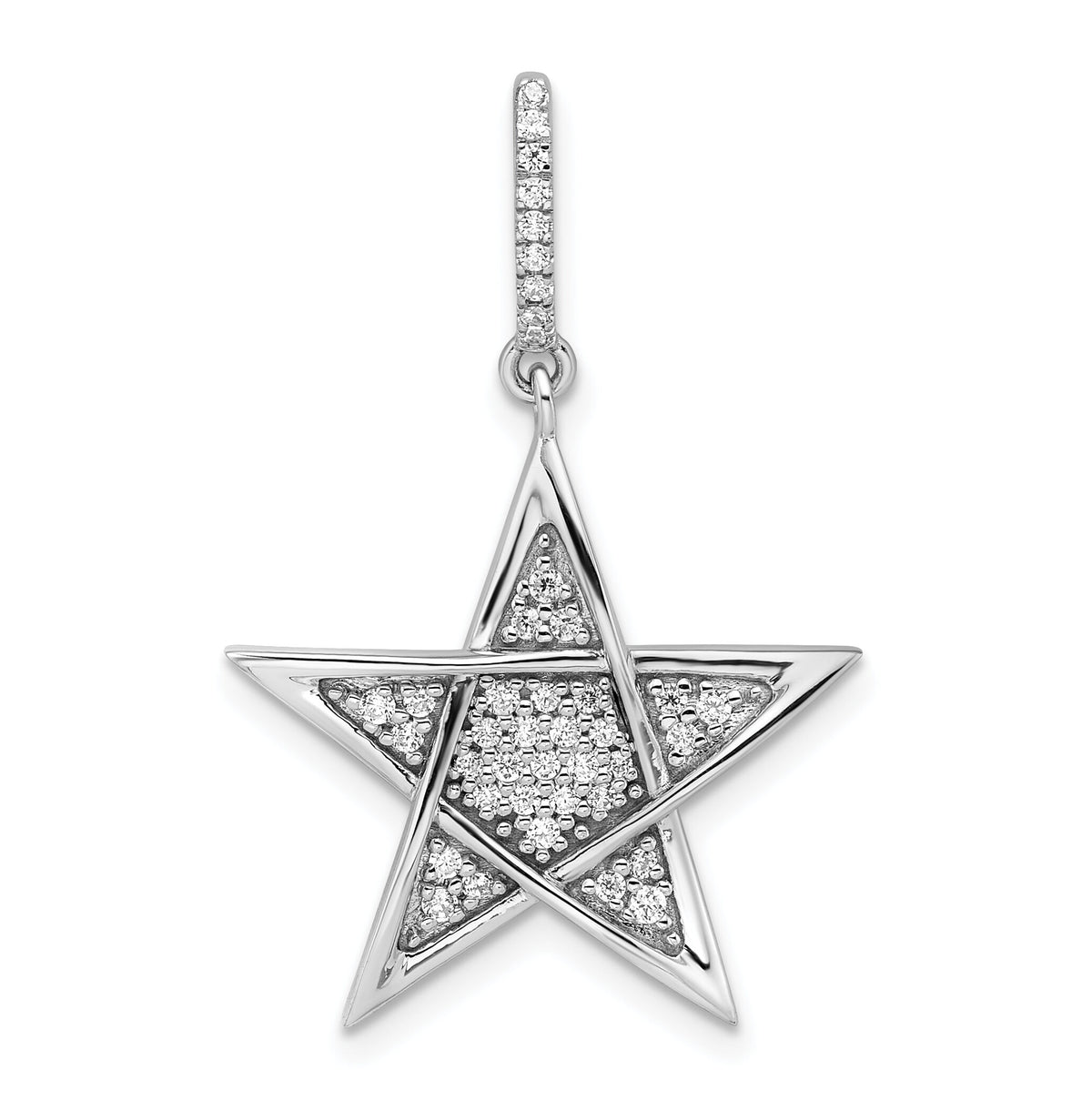 14k White Gold Polished Diamond Star Pendant-PM8110-023-WA