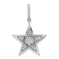 14k White Gold Polished Diamond Star Pendant-PM8110-023-WA