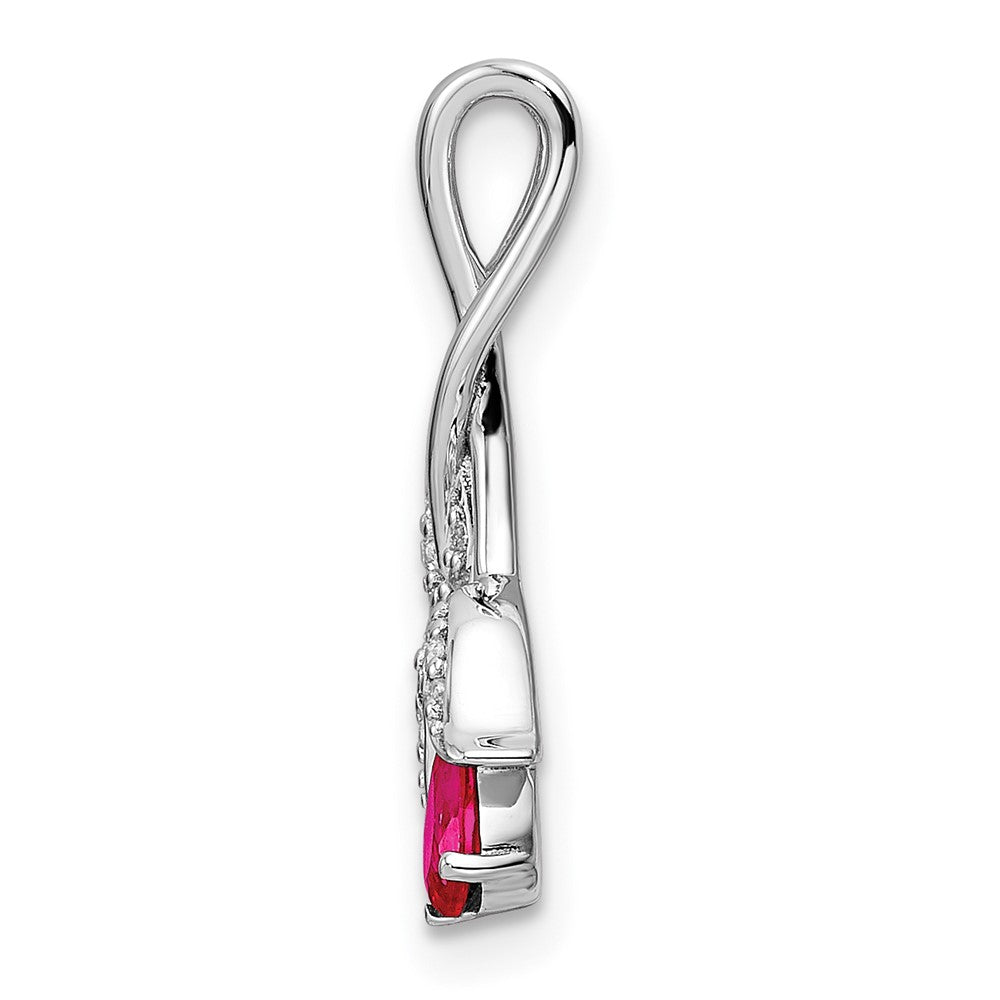 14k White Gold Ruby and Diamond Floral Chain Slide-PM8271-RU-005-WA