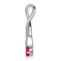 14k White Gold Ruby and Diamond Floral Chain Slide-PM8271-RU-005-WA
