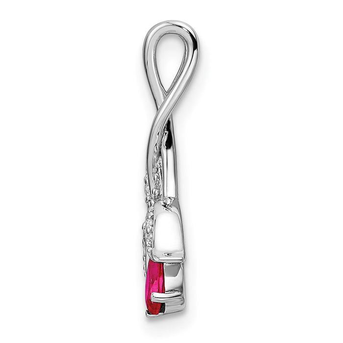 14k White Gold Ruby and Diamond Floral Chain Slide-PM8271-RU-005-WA