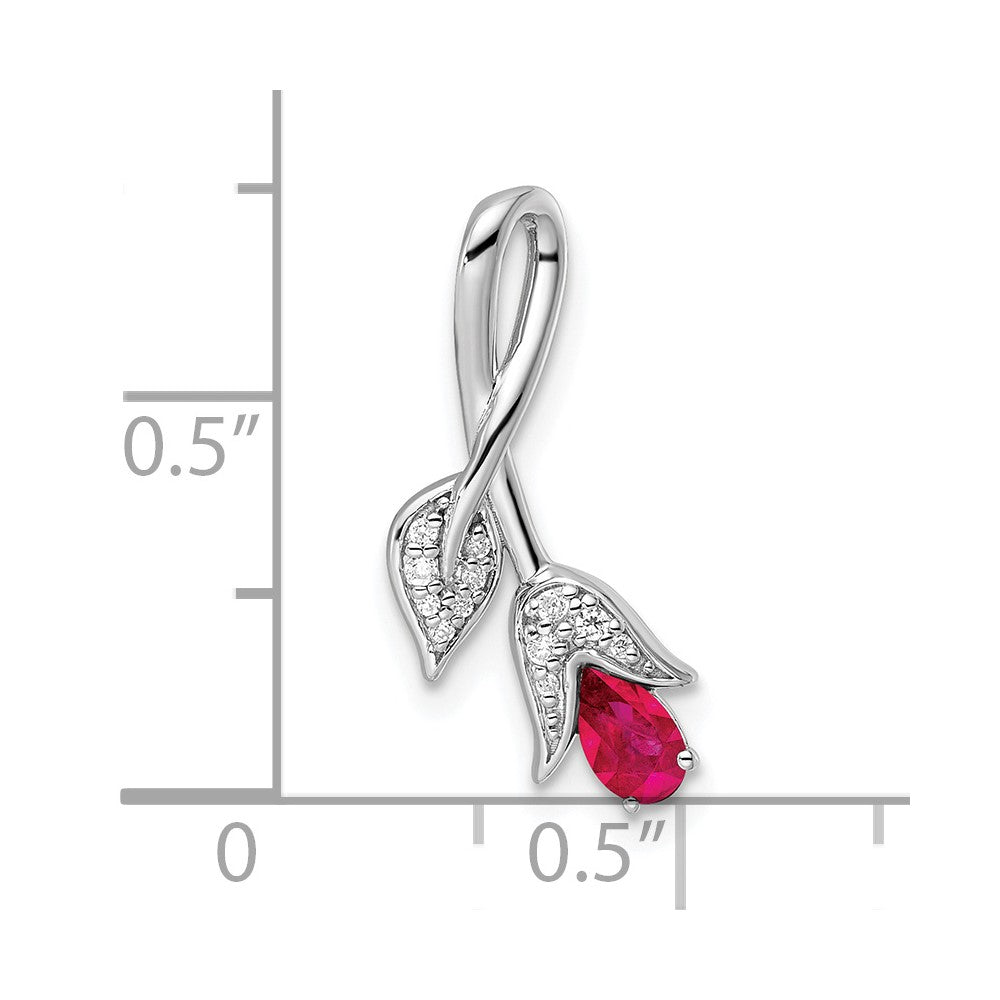14k White Gold Ruby and Diamond Floral Chain Slide-PM8271-RU-005-WA