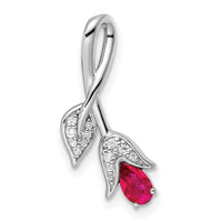 14k White Gold Ruby and Diamond Floral Chain Slide-PM8271-RU-005-WA