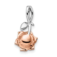 14K Two-tone White & Rose Ruby Flower Pendant-PM8274-RU-WR