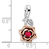 14K Two-tone White & Rose Ruby Flower Pendant-PM8274-RU-WR