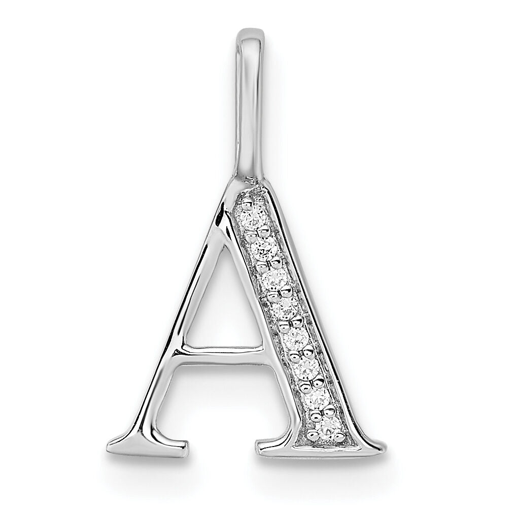14K White Gold Diamond Letter A Initial Pendant-PM8365A-002-WA