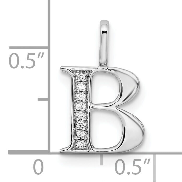 14K White Gold Diamond Letter B Initial Pendant-PM8365B-002-WA