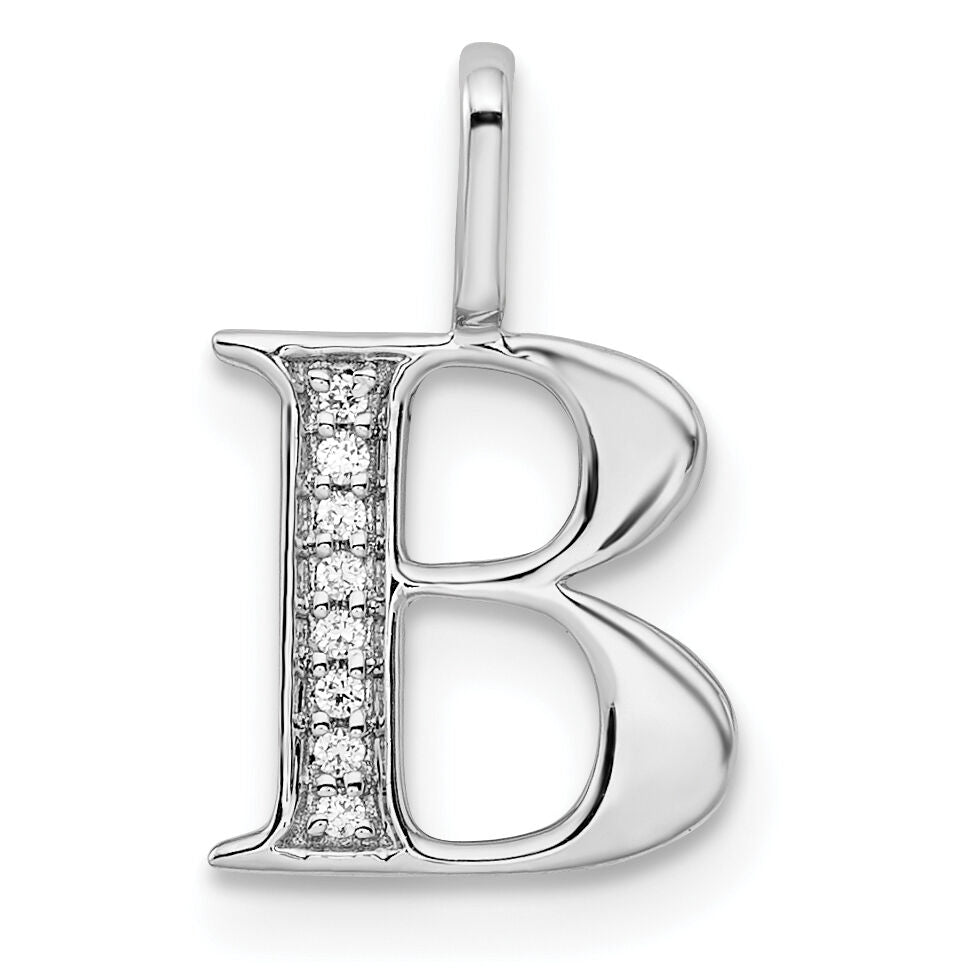 14K White Gold Diamond Letter B Initial Pendant-PM8365B-002-WA