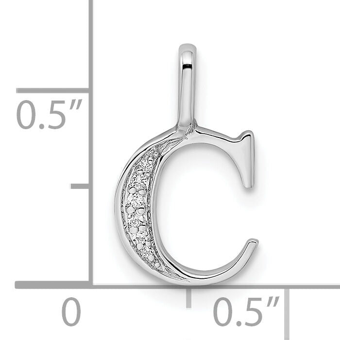 14K White Gold Diamond Letter C Initial Pendant-PM8365C-002-WA
