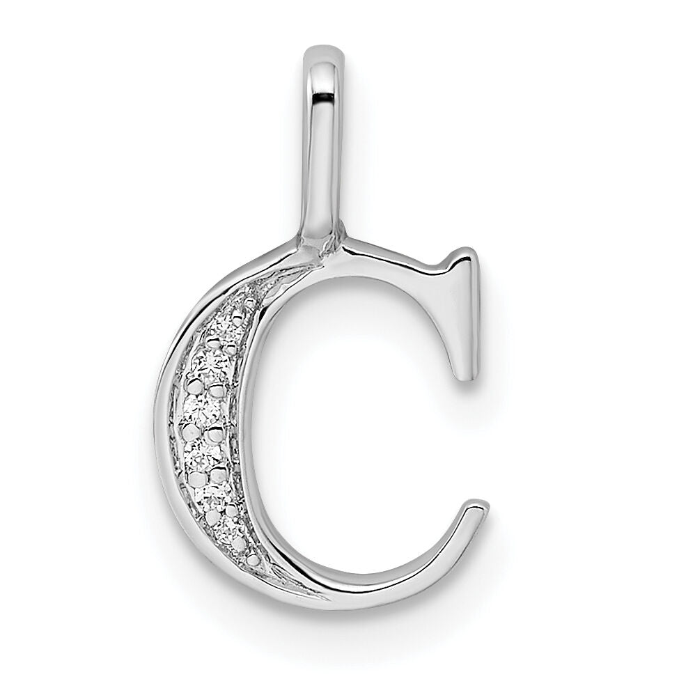 14K White Gold Diamond Letter C Initial Pendant-PM8365C-002-WA