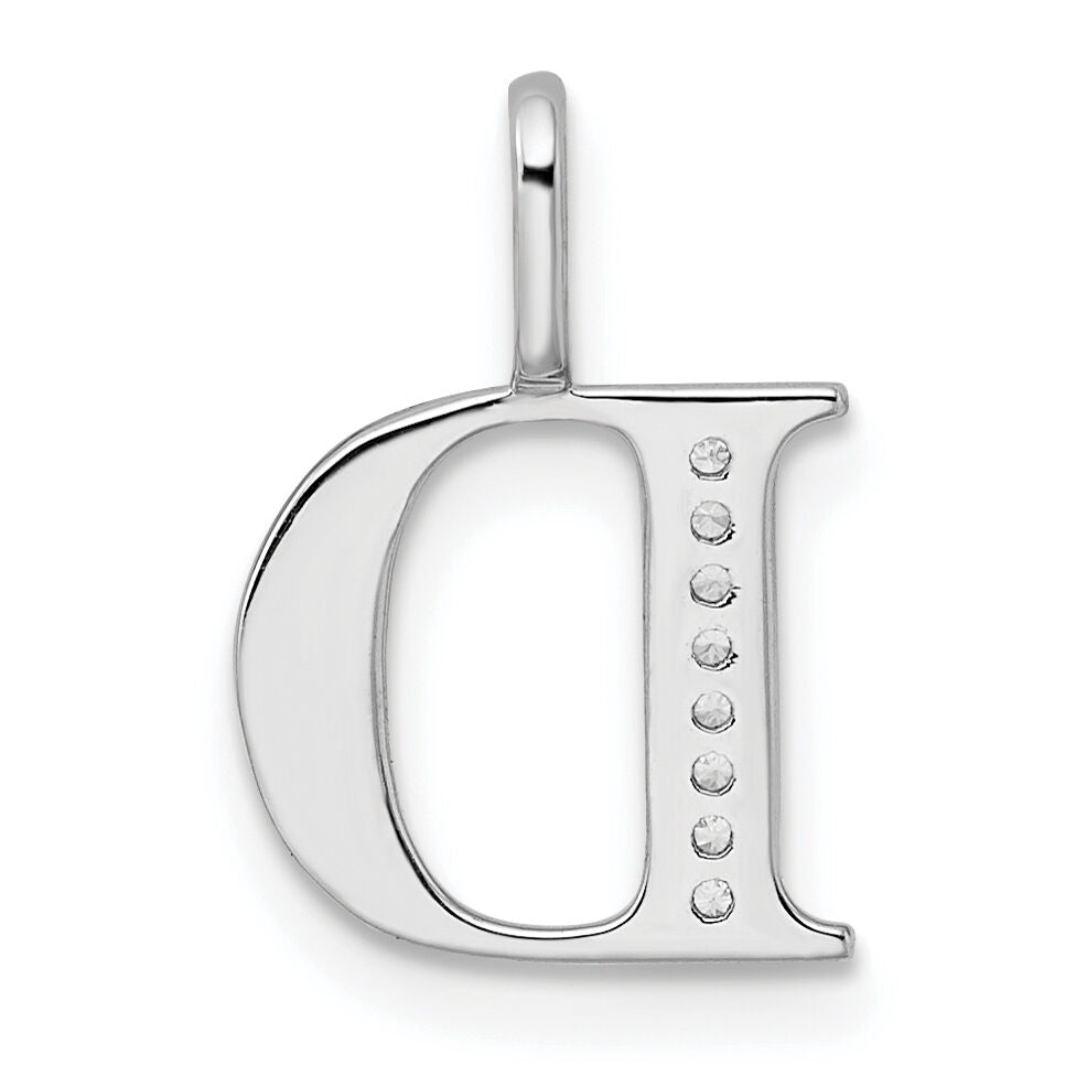 14K White Gold Diamond Letter D Initial Pendant-PM8365D-003-WA