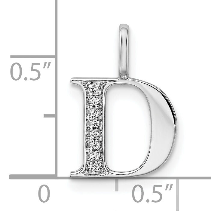 14K White Gold Diamond Letter D Initial Pendant-PM8365D-003-WA
