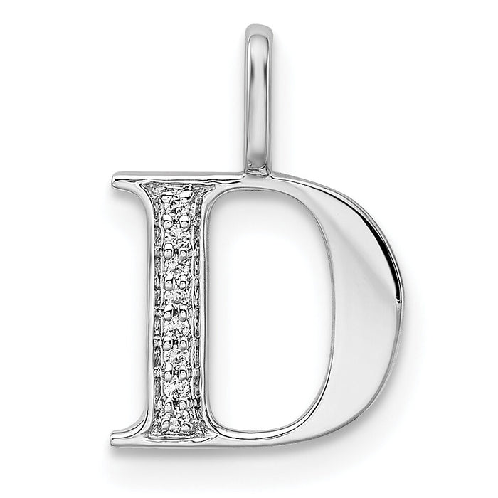 14K White Gold Diamond Letter D Initial Pendant-PM8365D-003-WA