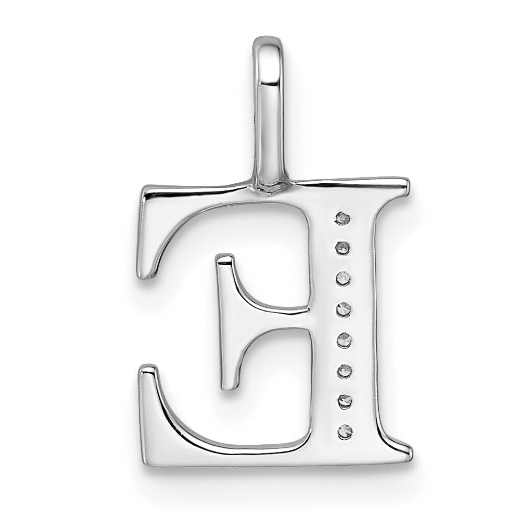 14K White Gold Diamond Letter E Initial Pendant-PM8365E-003-WA
