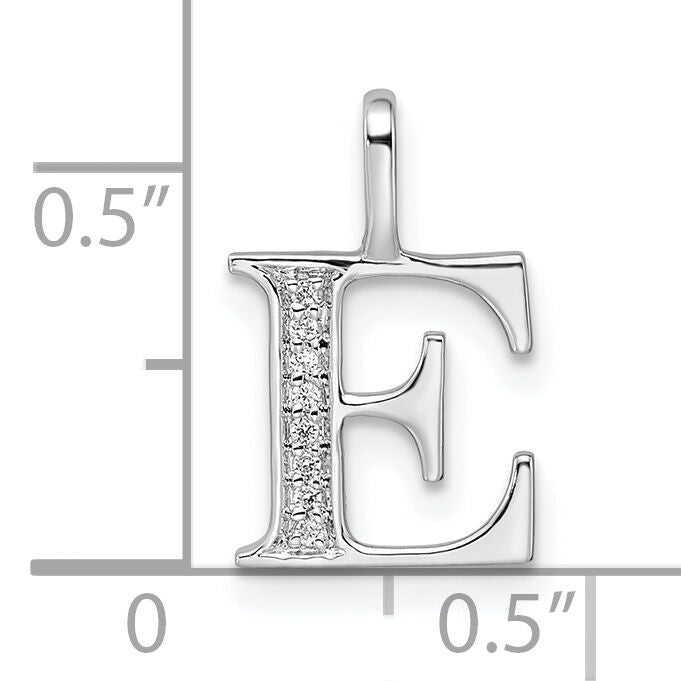 14K White Gold Diamond Letter E Initial Pendant-PM8365E-003-WA
