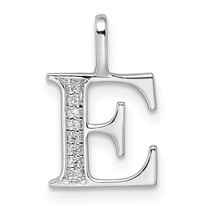 14K White Gold Diamond Letter E Initial Pendant-PM8365E-003-WA