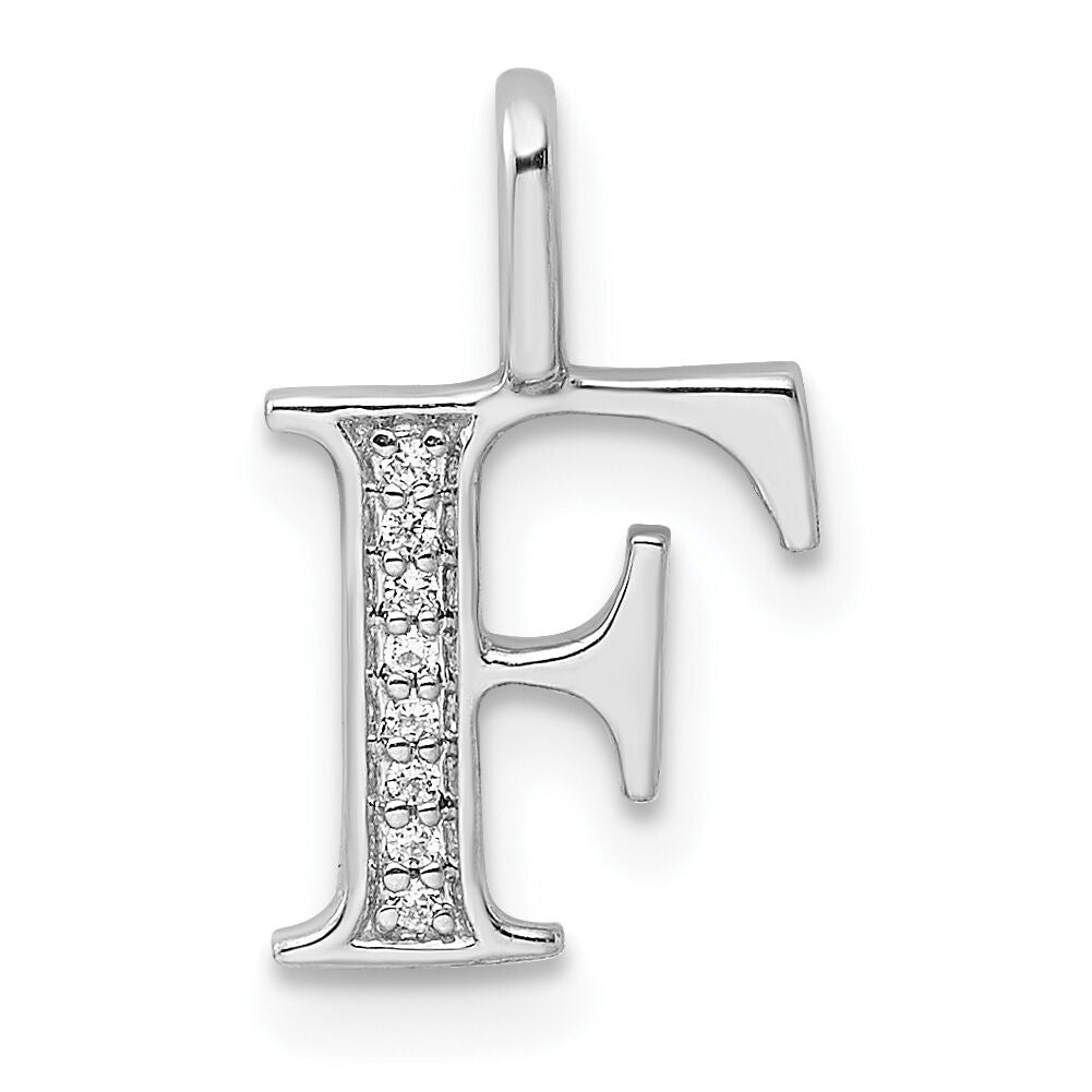 14K White Gold Diamond Letter F Initial Pendant-PM8365F-003-WA