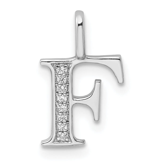 14K White Gold Diamond Letter F Initial Pendant-PM8365F-003-WA