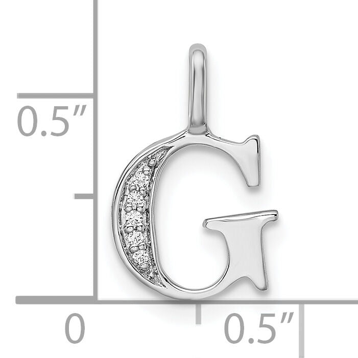 14K White Gold Diamond Letter G Initial Pendant-PM8365G-003-WA