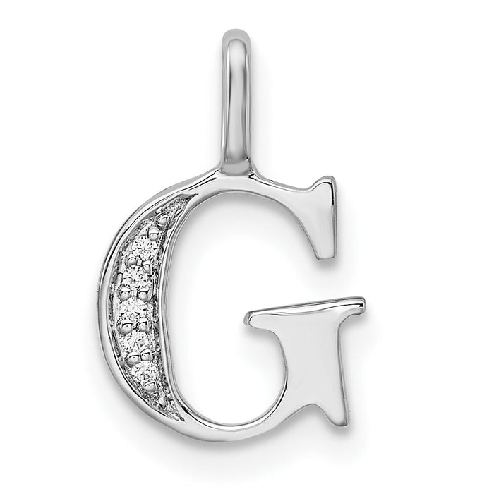 14K White Gold Diamond Letter G Initial Pendant-PM8365G-003-WA