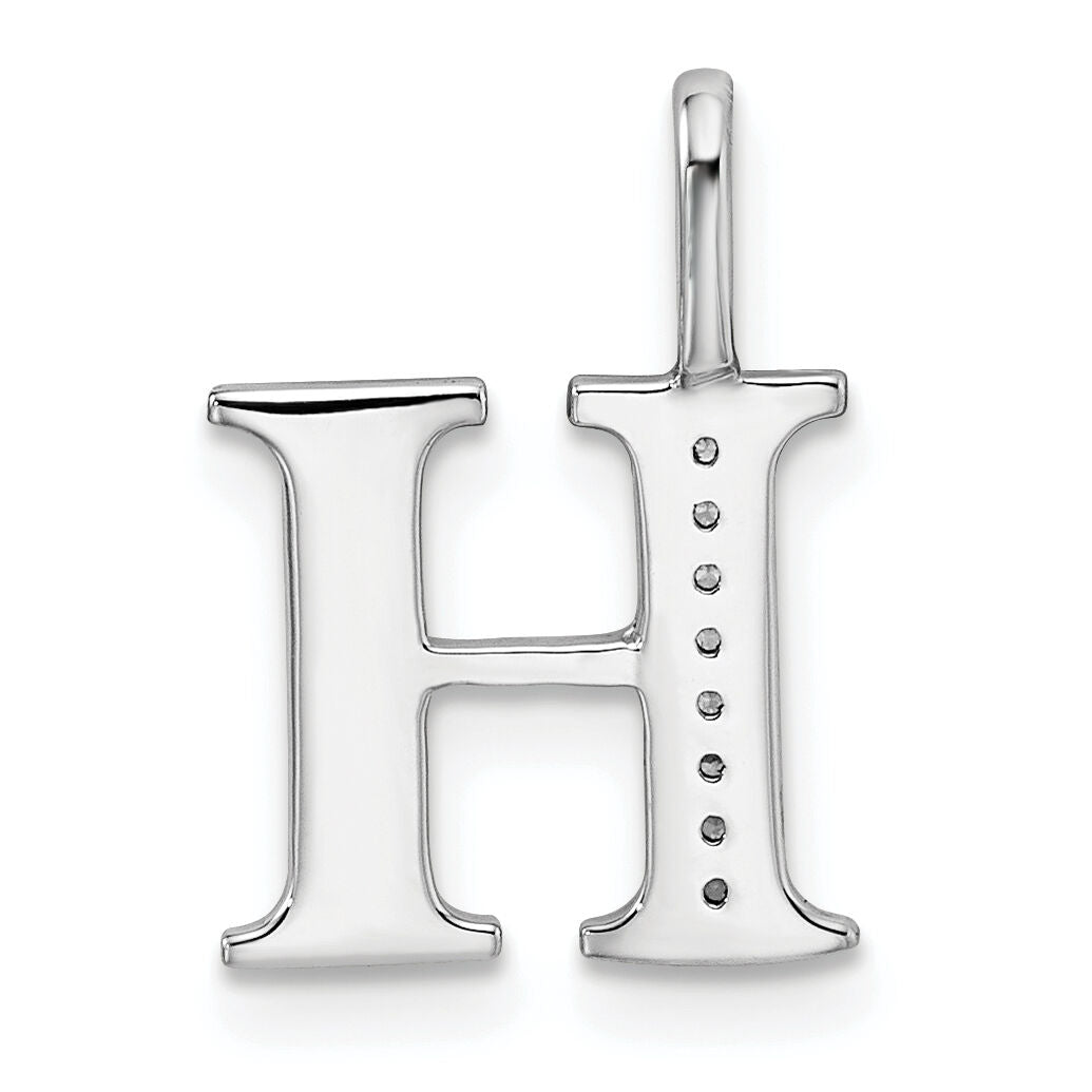 14K White Gold Diamond Letter H Initial Pendant-PM8365H-003-WA