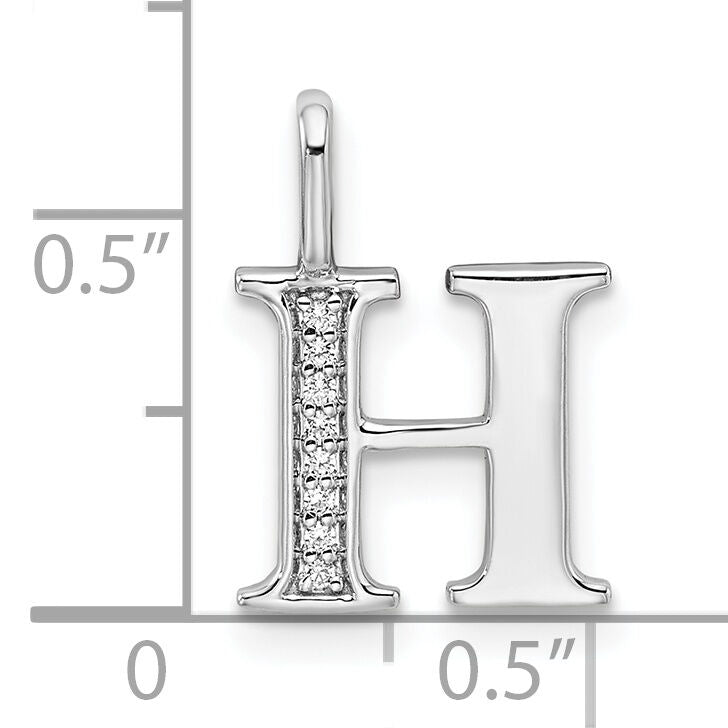 14K White Gold Diamond Letter H Initial Pendant-PM8365H-003-WA