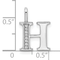 14K White Gold Diamond Letter H Initial Pendant-PM8365H-003-WA