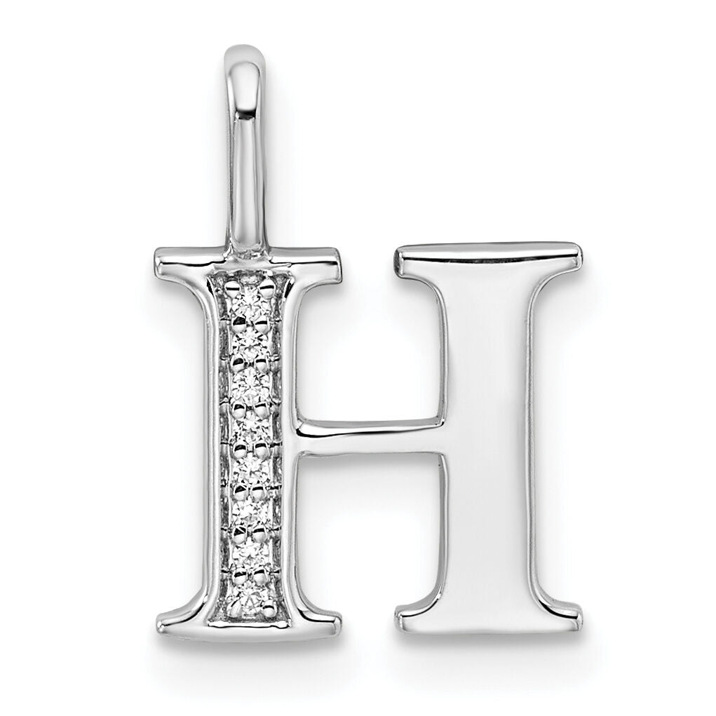 14K White Gold Diamond Letter H Initial Pendant-PM8365H-003-WA
