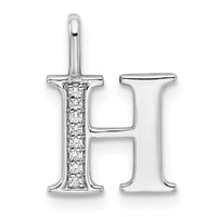 14K White Gold Diamond Letter H Initial Pendant-PM8365H-003-WA