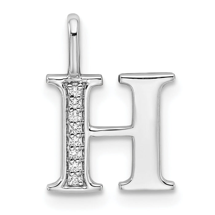 14K White Gold Diamond Letter H Initial Pendant-PM8365H-003-WA
