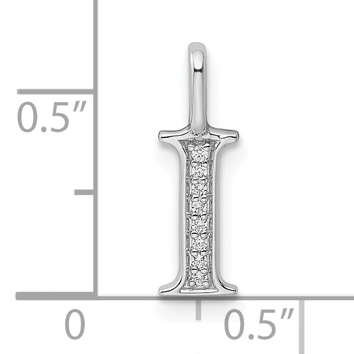 14K White Gold Diamond Letter I Initial Pendant-PM8365I-003-WA
