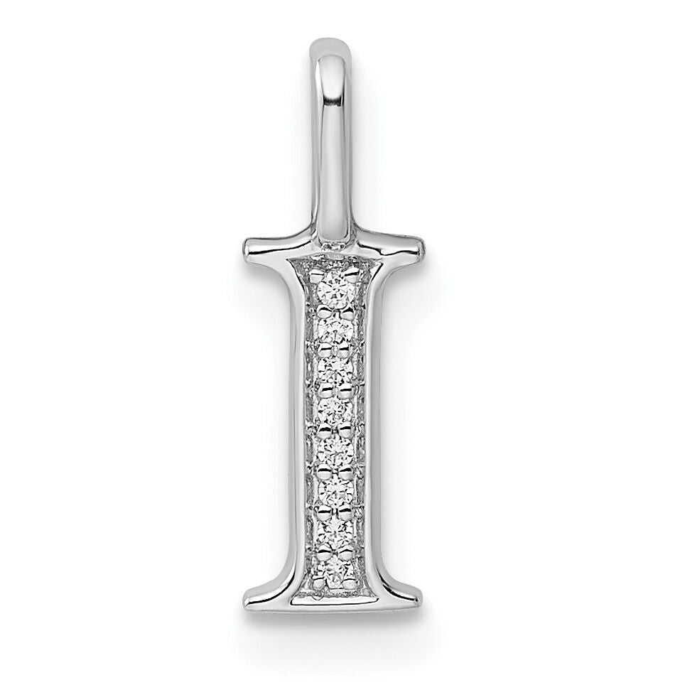 14K White Gold Diamond Letter I Initial Pendant-PM8365I-003-WA