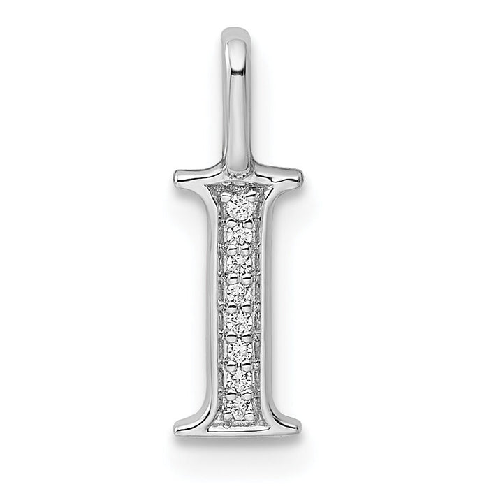 14K White Gold Diamond Letter I Initial Pendant-PM8365I-003-WA