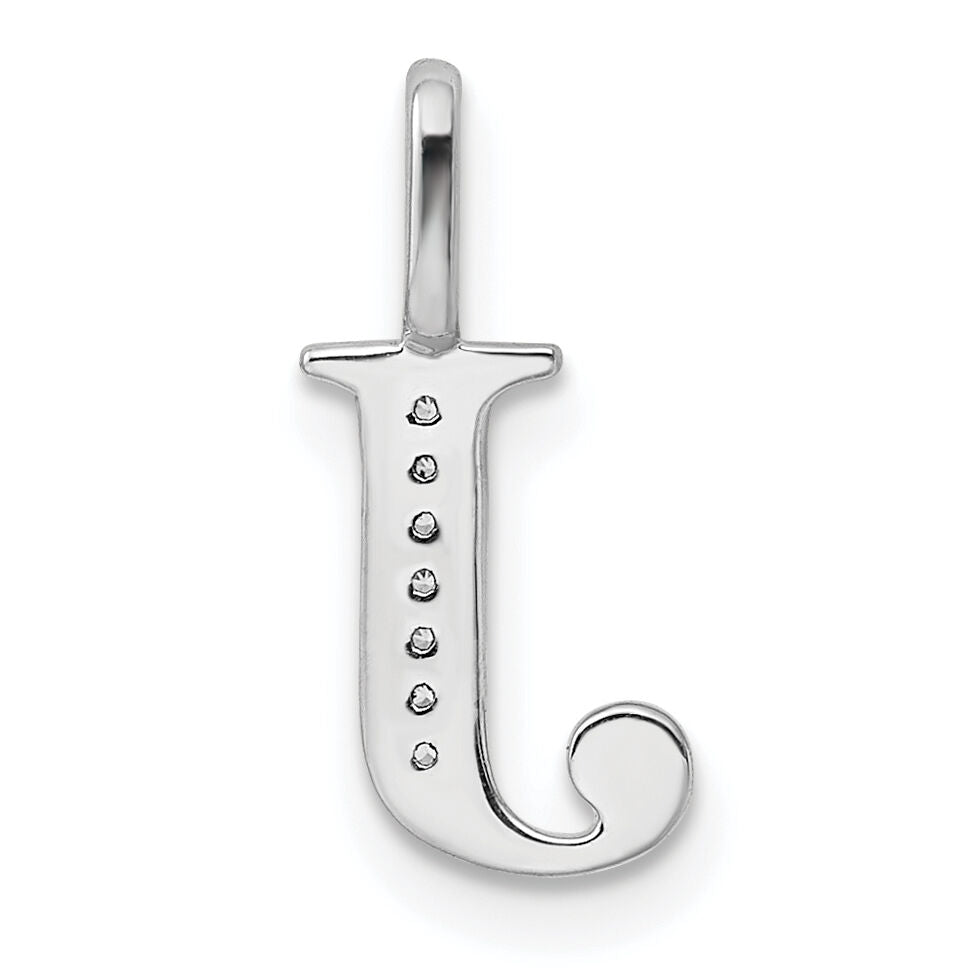 14K White Gold Diamond Letter J Initial Pendant-PM8365J-003-WA