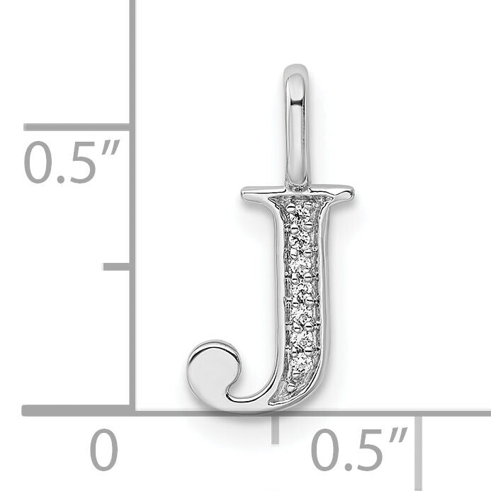 14K White Gold Diamond Letter J Initial Pendant-PM8365J-003-WA