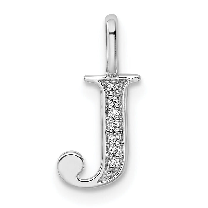 14K White Gold Diamond Letter J Initial Pendant-PM8365J-003-WA