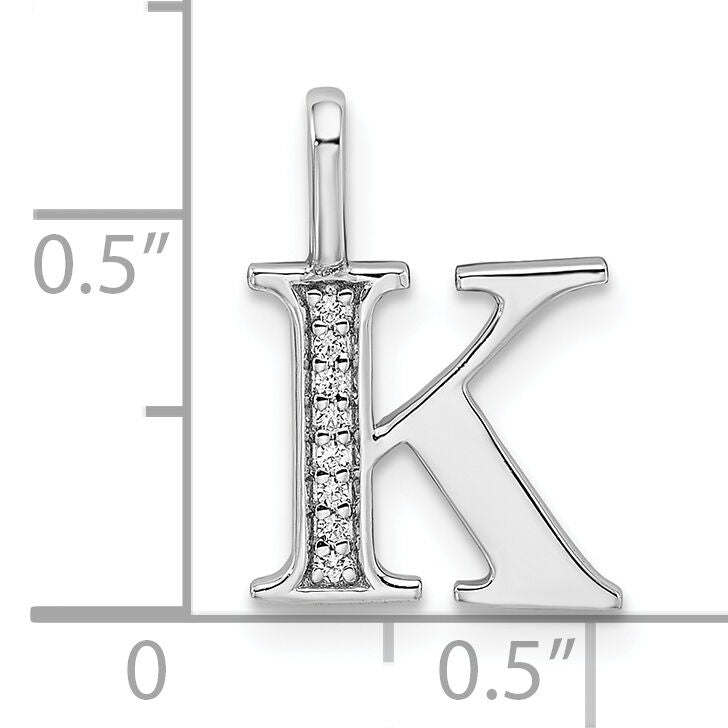 14K White Gold Diamond Letter K Initial Pendant-PM8365K-003-WA
