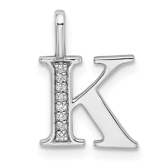14K White Gold Diamond Letter K Initial Pendant-PM8365K-003-WA