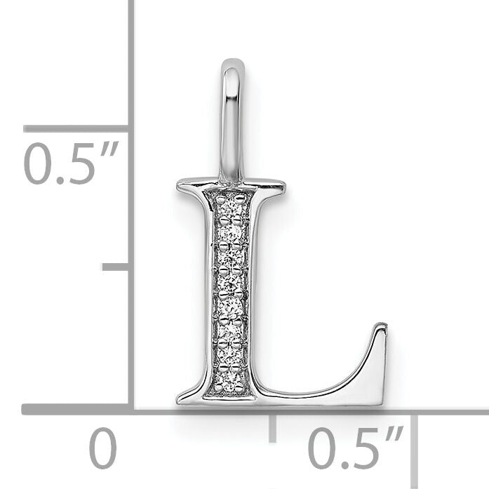 14K White Gold Diamond Letter L Initial Pendant-PM8365L-003-WA