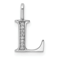 14K White Gold Diamond Letter L Initial Pendant-PM8365L-003-WA