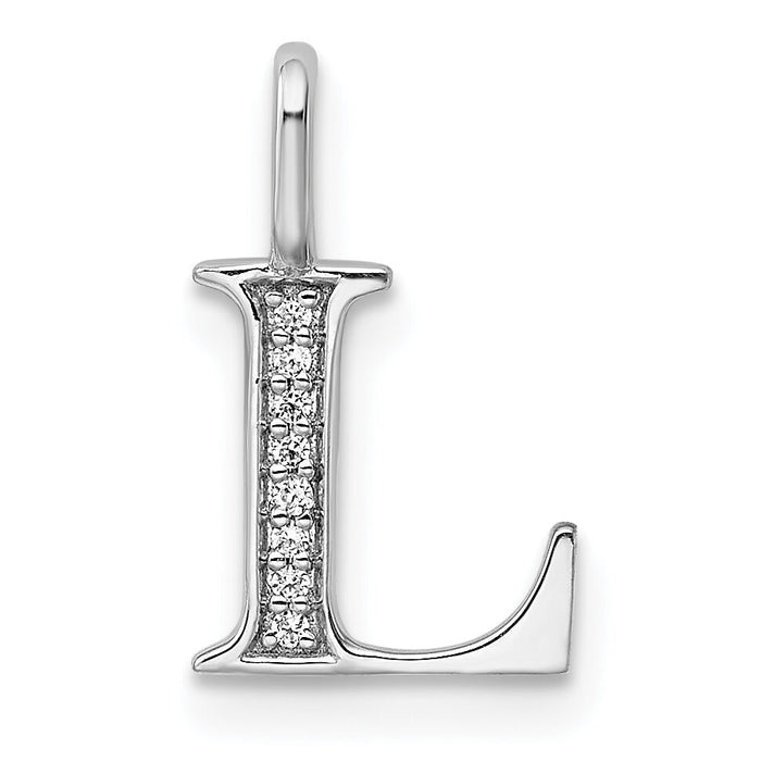 14K White Gold Diamond Letter L Initial Pendant-PM8365L-003-WA