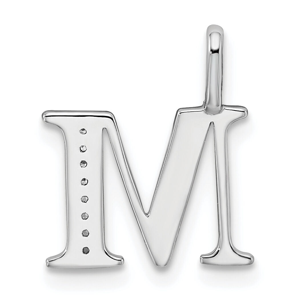 14K White Gold Diamond Letter M Initial Pendant-PM8365M-003-WA