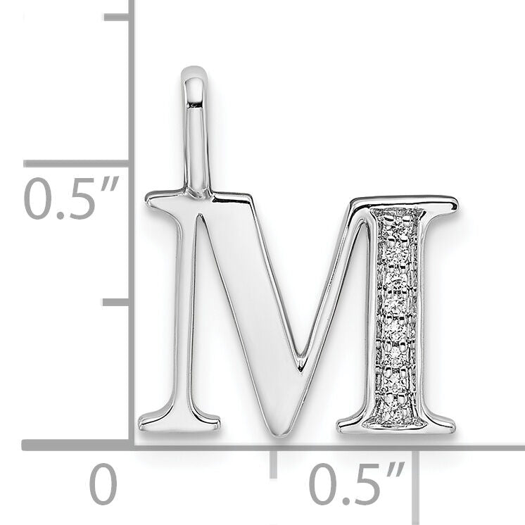 14K White Gold Diamond Letter M Initial Pendant-PM8365M-003-WA