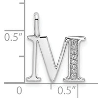 14K White Gold Diamond Letter M Initial Pendant-PM8365M-003-WA