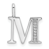 14K White Gold Diamond Letter M Initial Pendant-PM8365M-003-WA