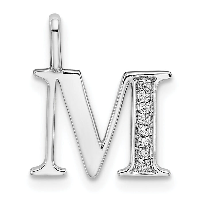 14K White Gold Diamond Letter M Initial Pendant-PM8365M-003-WA