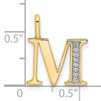 14k Diamond Letter M Initial Pendant-PM8365M-003-YA